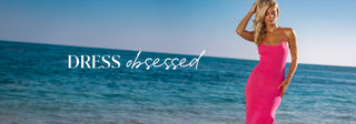 Dress Obsessed - Model is wearing the Lady in Red Slit Dress in Fuchsia