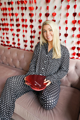 Black Polka Dot - Long Pajama Set by KenzKustomz