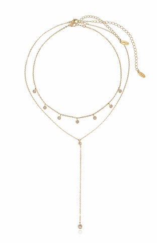Simplistic Crystal Lariat Necklace Set by Ettika