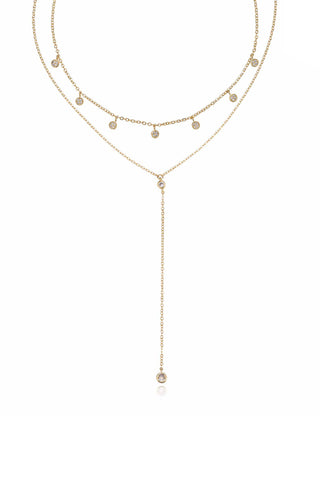 Simplistic Crystal Lariat Necklace Set by Ettika