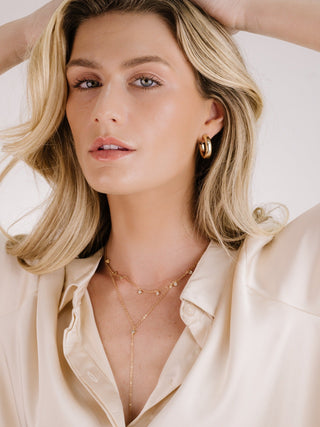 Simplistic Crystal Lariat Necklace Set by Ettika