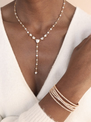 Queen of Hearts Crystal Lariat Necklace by Ettika