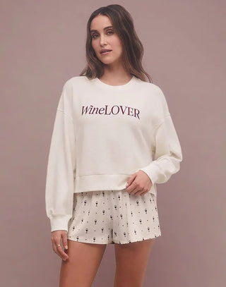 Wine Lover Long Sleeve Top by Z Supply in Bone - Alternate Front View