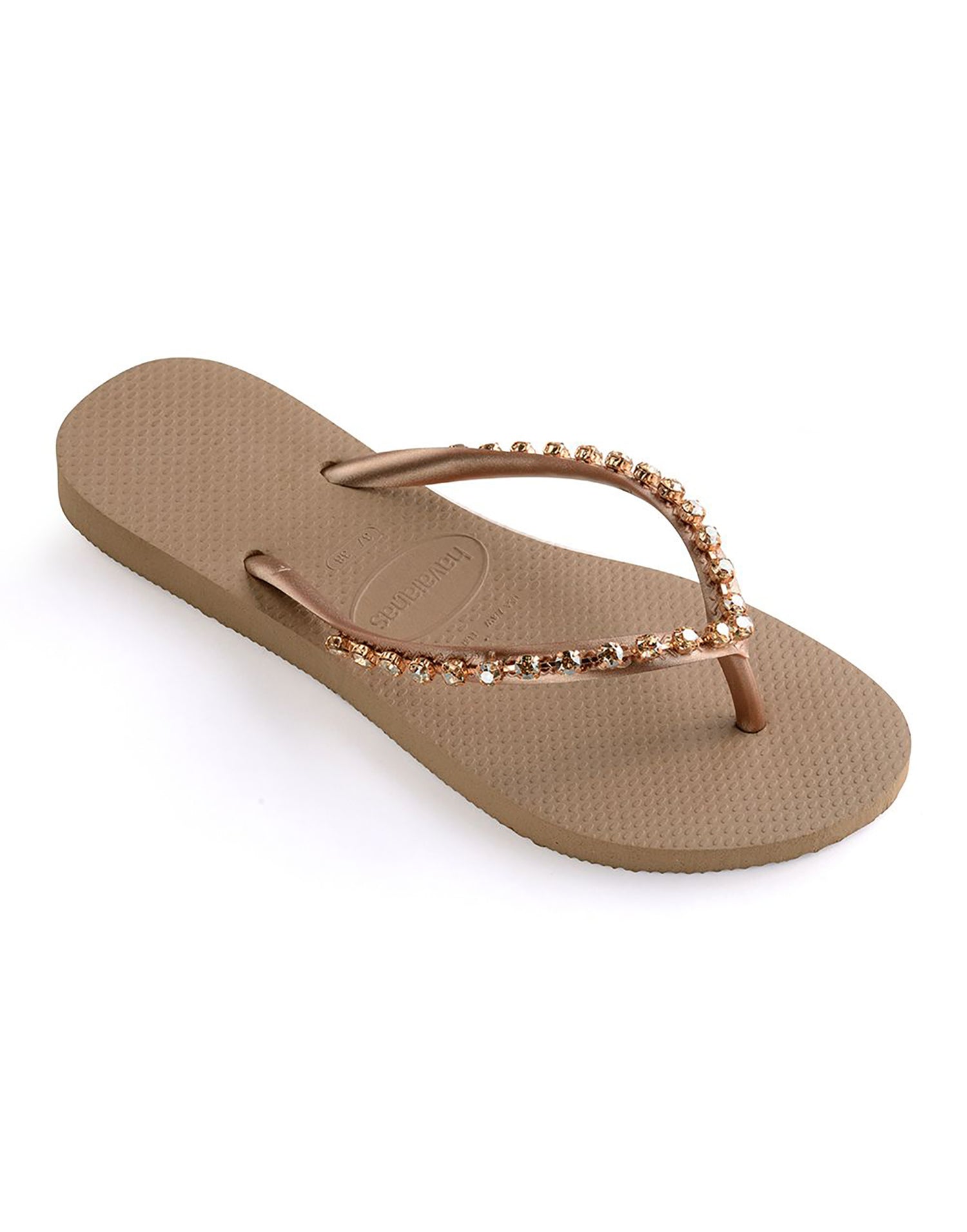Slim Rock Mesh Sandal by Havaianas in Rose Gold - Angled View