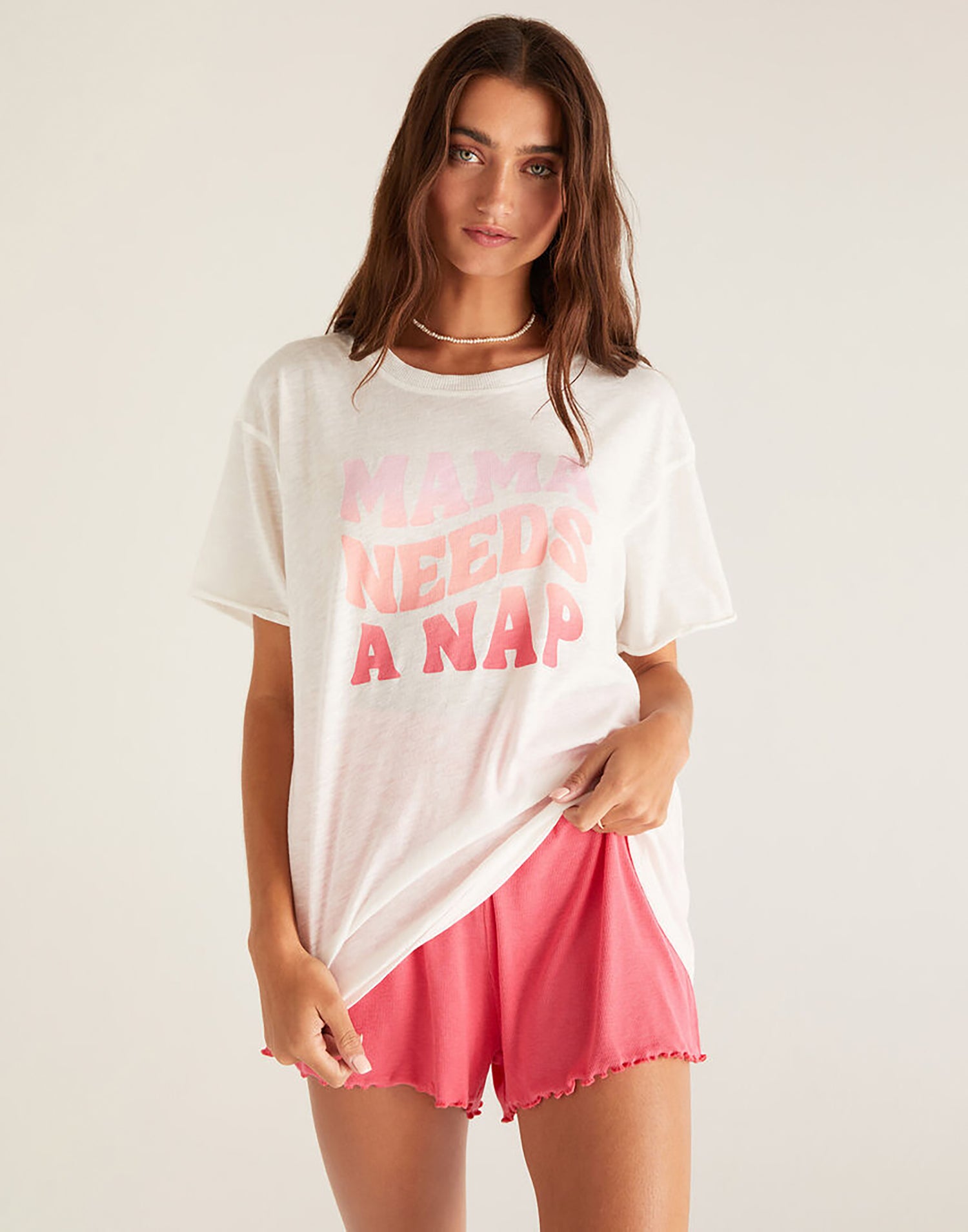 Boyfriend Mama Tee by Z Supply in White Shell - Front View